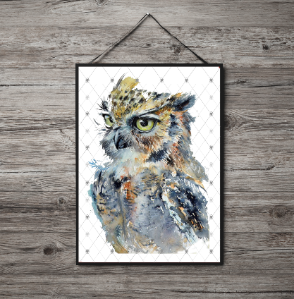 Owl A4 Print, Owl Custom Print, Personalised Wall Art